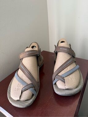 Merrell Brown and Light Blue Women's Strappy Sandals